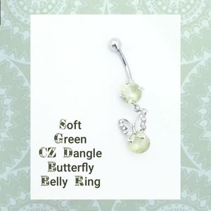 5/$10 | Soft Green CZ Butterfly Belly Ring